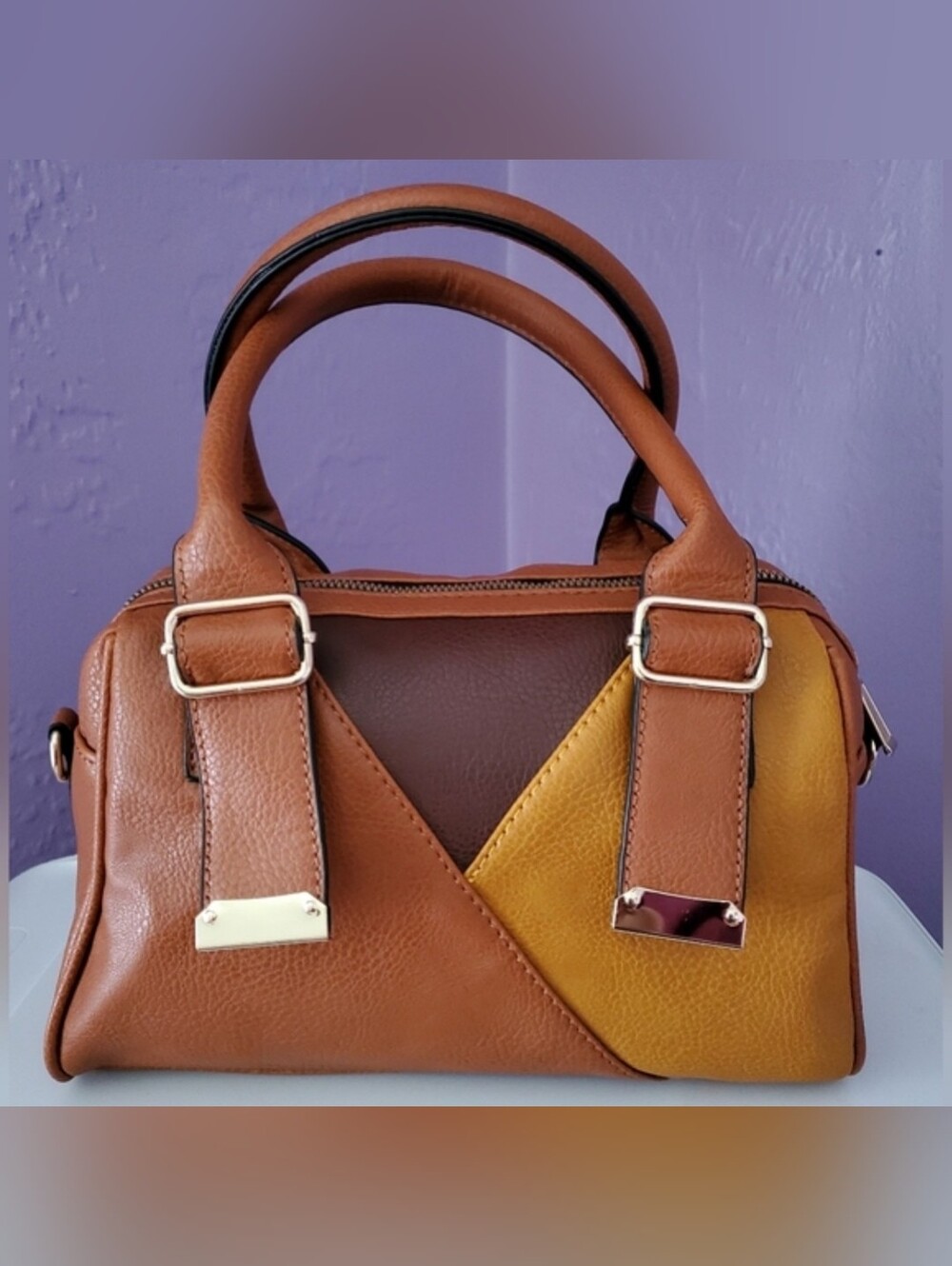 Crossbody Satchel with Pouch - Bold Color Block